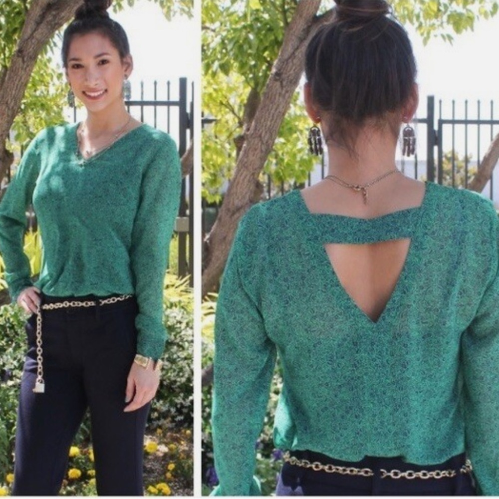 CAbi Bountiful Blouse Vine Floral V Neck Top